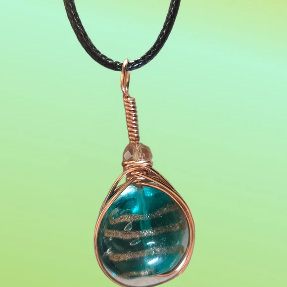 Teal Pendant Necklace - Picture 2 of 4